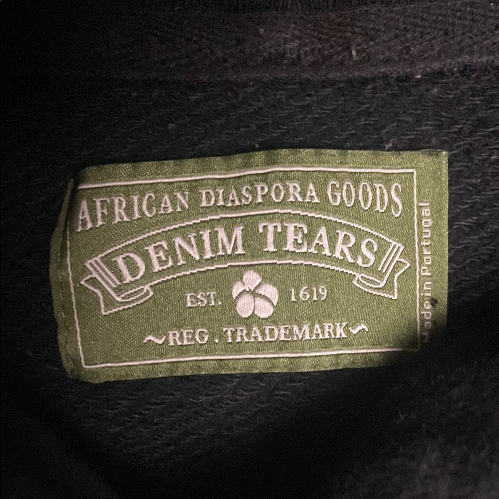 Black denim tears African diaspora goods hoodie size medium